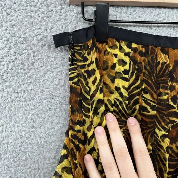 WDNY Skirt 6 Small Mini Knee Pleated Silk Animal Leopard Zebra Pleated 90s Y2K S - Picture 6 of 11